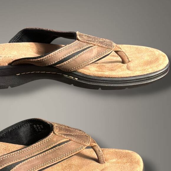 Men\'s J. MURPHY Brown Leather Memory Foam Flip Flop Sandals Like New main image 10